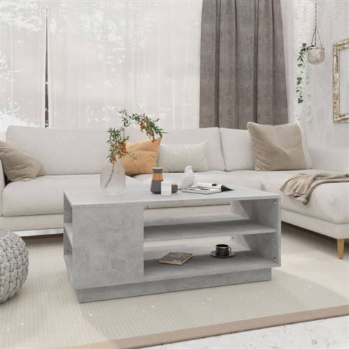 Table basse gris béton 102x55x43 cm bois d ingénierie