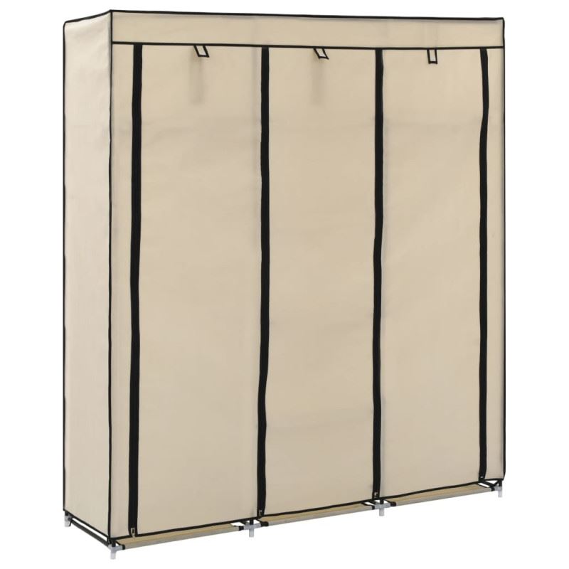 Armoire De Rangement 4 Paniers En Tissu - Structure Acier, Couleur Crème, Dimensions 63x30x71 Cm - Idéale Salon/chambre