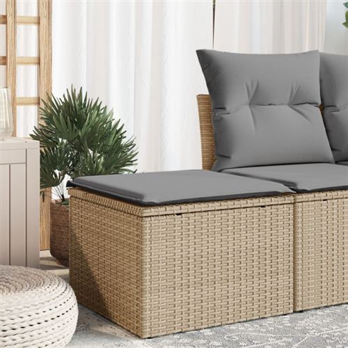 VIDAXL - Pouf de jardin - Résine tressée - Beige - 55x55x37 cm - Image 2