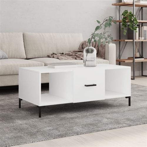 vidaXL - Table basse - 102x50x40 cm - Blanc - Image 3