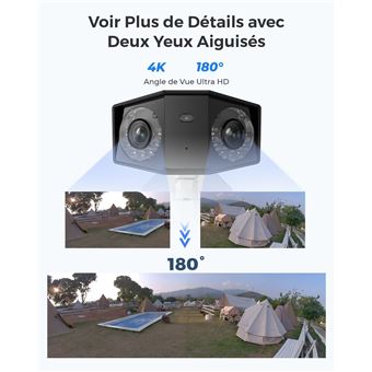 Caméra Surveillance Filaire PoE Extérieure 8MP 4K Détection