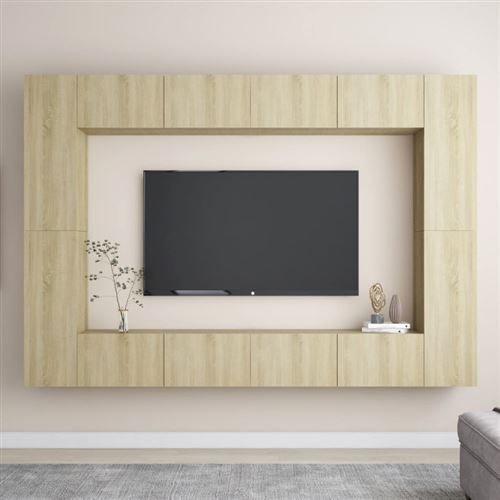 Non Communiqué Brun Ensemble De Meubles Tv 8 Pcs Chêne Sonoma Bois D Ingénierie