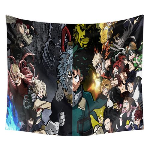 Tapisserie murale en polyester My Hero Academia décorations pour la maison – 130*150cm (gris)