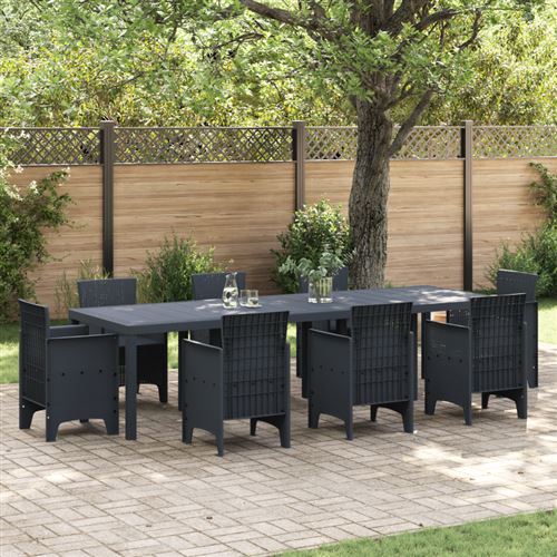 Non Communiqué Anthracite Table De Jardin 300X100x73 Cm Poly Rattan, Table De Jardin 150X100x73 Cm Poly Rattan