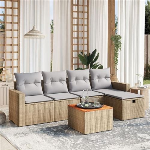 Non Communiqué Marron Salon De Jardin Modulable Vidaxl Beige 5 Personnes Rotin 62 X 55 X 69 Cm 6 Pieces