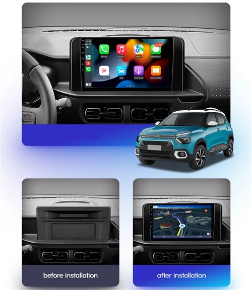 Autoradio CarPlay RoverOne Android 2Go RAM 32Go ROM GPS Bluetooth pour Citroen  C3 2022 - 2023 - Autoradio - Achat & prix