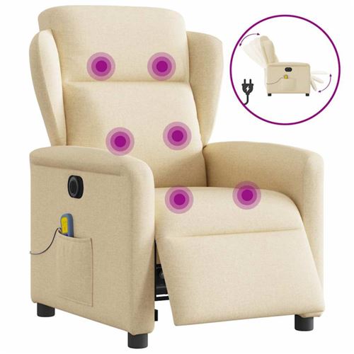 Non Communiqué Crème Vidaxl Fauteuil De Massage, Relaxation Électrique Réglable Tissu