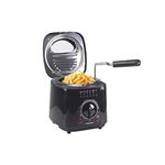 Friteuse Traditionnelle Menastyl Friteuse 26cm Acier émaillé Noir - Induction - Panier Inox Couvercle Verre Cuisson Frites Maison