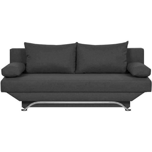 TEIJO Banquette convertible 3 places avec coffre de rangement - Tissu Gris Anthracite - L 190 x P 84 x H 92 cm