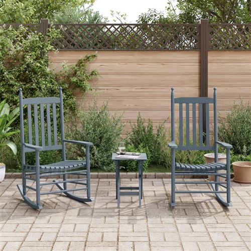 Non Communiqué Gris Vidaxl Lot De 2 Fauteuils À Bascule St Met Inklapbare Tafel Populierenhout Grijs