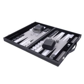 Backgammon en simili cuir marron vintage situé dans