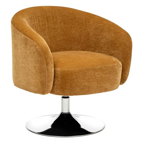 Atmosphera Fauteuil Pivotant Velours - Ocre - Image 3