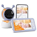 Babyphone Vidéo 2K Avec Caméra PTZ 360° - Connexion Smartphone, Vision Nocturne, Suivi Automatique, écran 5 Pouces