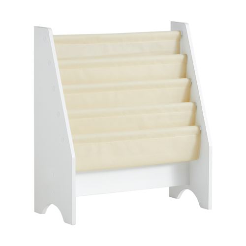SoBuy FRG225-W estantería infantil, estantería colgante para ventilador de mano, soporte para periódicos con 4 compartimentos de almacenamiento, librero, dimensiones aproximadas: 62x71x29cm