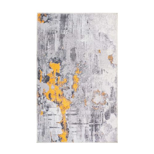 Non Communiqué Gris Tapis Tissé Imprimé Vintage "Peron Iii" & Or 160 X 230 Cm