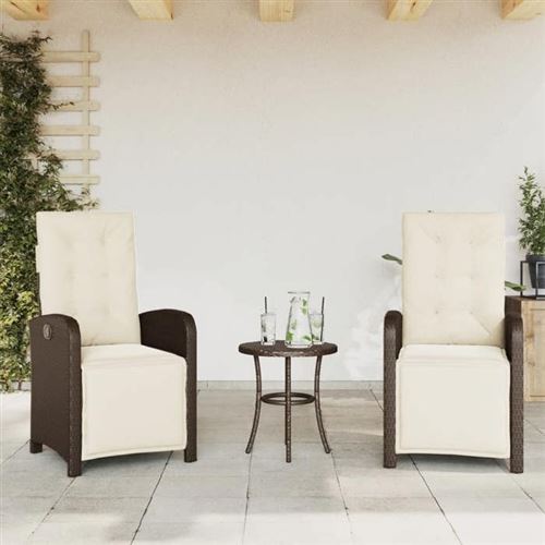 Non Communiqué Marron Lot De 2 Chaise Vidaxl En Rotin Empilable Non Pliable H. 93 Cm Exterieur