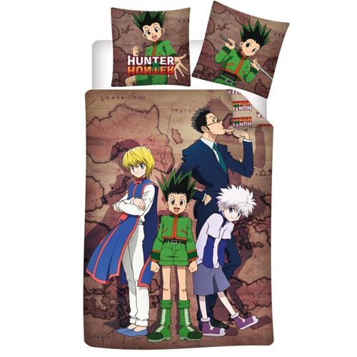 Parure housse de couette garçon HUNTER X HUNTER réversible en coton 140x200 cm + 1 taie