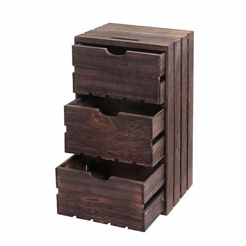 Mendler Marron Commode Hwc-C62, Commode En Bois, Aspect Miteux Vintage 3 Tiroirs 53X32x26cm - Image 3