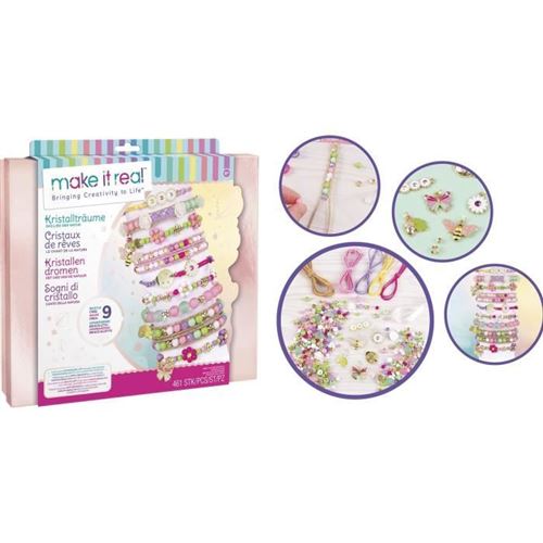 Make It Real - Coffret Bijoux Cristaux de Reve Nature - Fabrication de bijoux enfants - Dès 8 ans