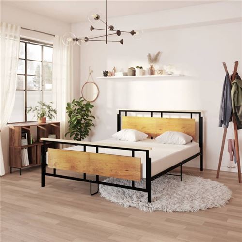 Non Communiqué Noir Cadre De Lit Sans Matelas Métal 160X200 Cm