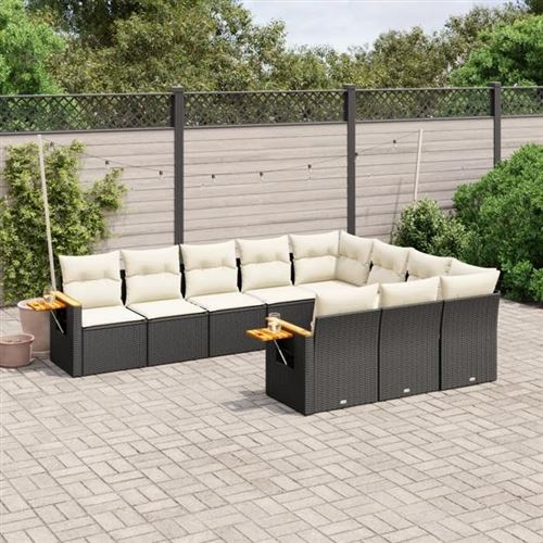vidaXL - Salon de jardin modulable - 10 personnes - Noir - Image 2