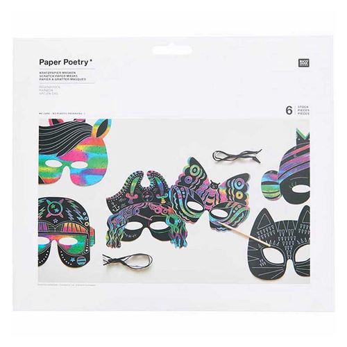 6 masques de papier à gratter Arc en ciel - Rico Design