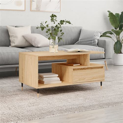 vidaXL Table basse Chêne sonoma 90x49x45 cm Bois d'ingénierie