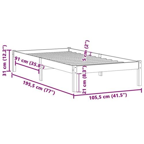 vidaXL Cadre de lit sans matelas 100x190 cm bois de pin massif822457