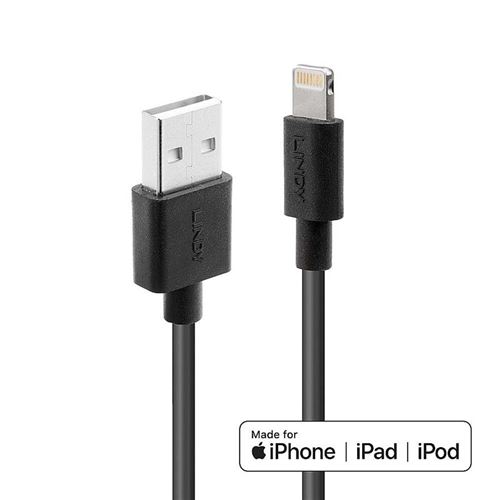 Lindy - Câble Lightning - Lightning mâle pour USB mâle - 3 m - noir - sans halogène - pour Apple iPad/iPhone/iPod (Lightning)
