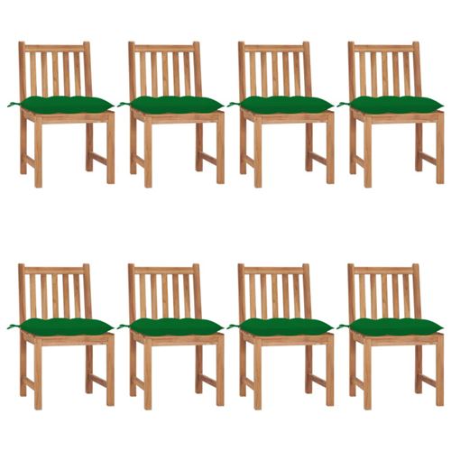 Non Communiqué Bois Chaises De Jardin Lot De 8 Avec Coussins De Teck Massif