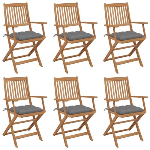 Vidaxl Gris Chaises Pliables De Jardin 6 Pcs Bois D'acacia - Image 3