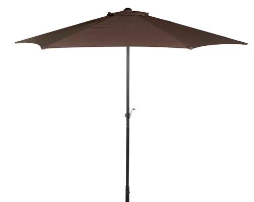 Parasol de jardin centré en polyester marron et acier noir - Longueur 270 x largeur 270 x hauteur 250 cm -PEGANE-