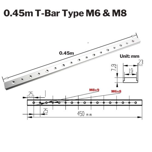 Curseur en T en alliage d'aluminium pour curseur en bois T-Track en T 450mm + filetage