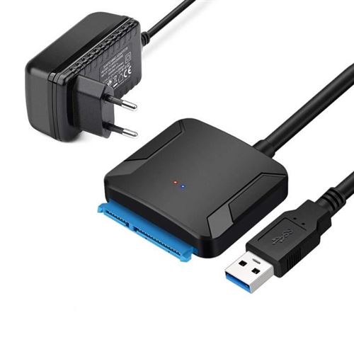 10€09 sur Adaptateur USB 3.0 vers SATA III,Super Speed USB 3.0 Disque Dur  Adaptateur Câble pour 2.5/3.5 SSD/HDD avec Adaptateur Alimentation -  Adaptateur et convertisseur - Achat & prix