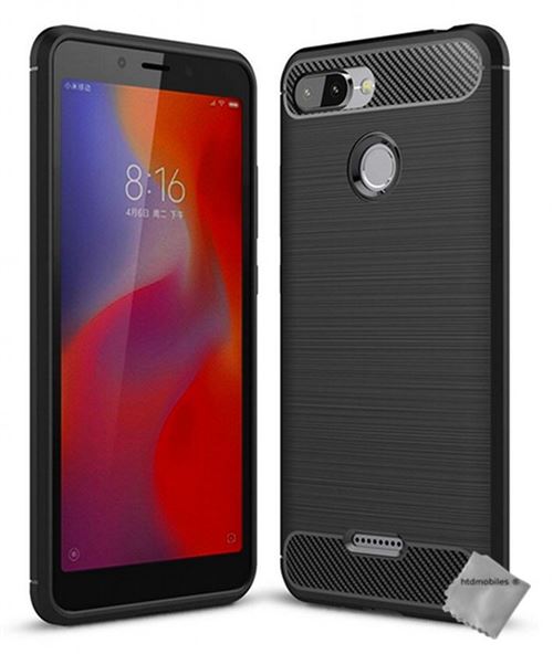 Housse etui coque silicone gel carbone pour Xiaomi Redmi 6 avec verre trempe - NOIR