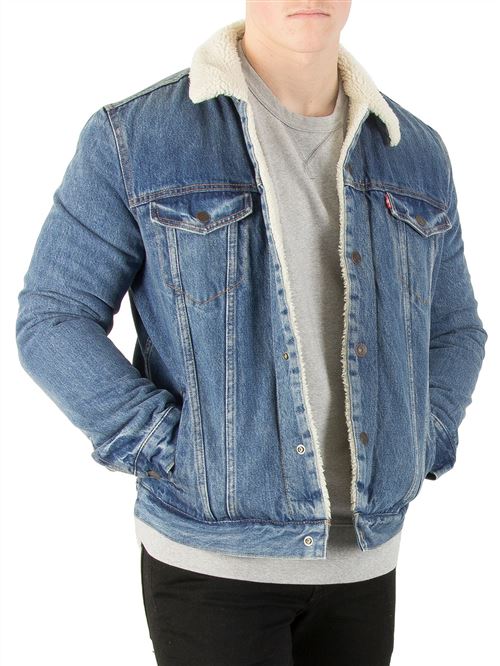 Levi's Homme Veste de camion Sherpa type 3, Bleu