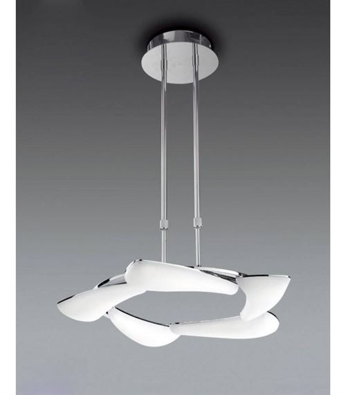 Suspension Mistral télescopique 30W LED rond 3000K, 2700lm, chrome poli/acrylique givré