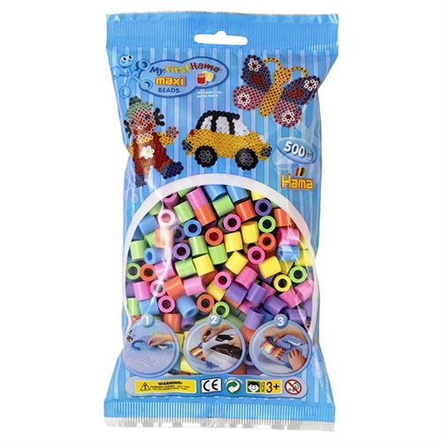Hama - 8471 - loisirs creatifs - perles - sachet de 500 perles pastel maxi