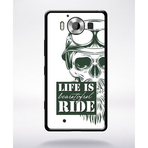 Coque Life Is Beautiful Ride Fond Blanc Compatible Nokia Lumia 950 Bord Noir Silicone