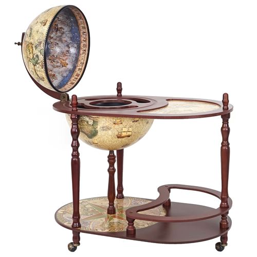 Bar de salon avec table MENDLER HWC-D84 Ø 42cm bois d'eucalyptus