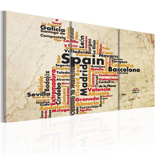 Artgeist - Tableau - Espagne: carte en couleurs nationales 60x30