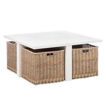 Table Basse Avec 4 Paniers En Osier Marin Achat Prix Fnac
