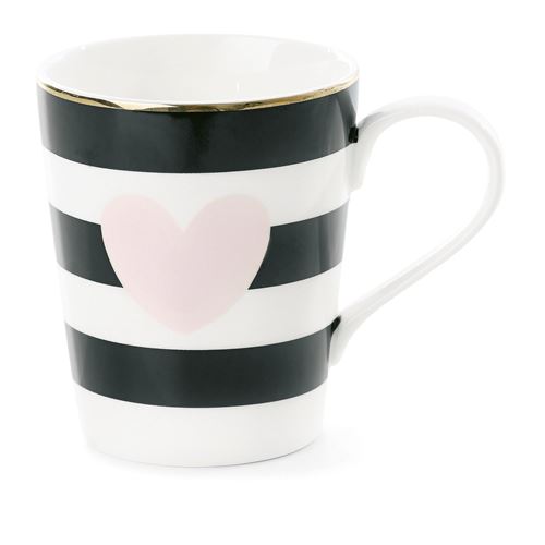 Mug avec poignée à Rayures et Cur - Rose
