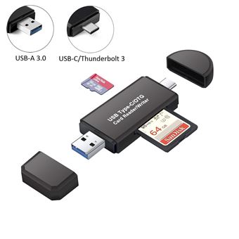Lecteur de Carte SD / MicroSD Sandberg - USB-A / USB-C / MicroUSB - Argenté