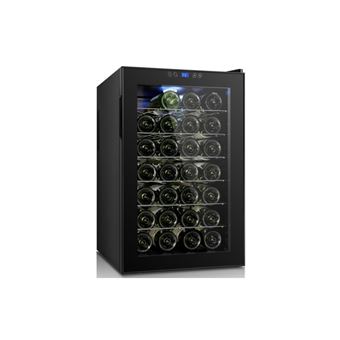 Cave à Vin Thermoélectrique Sous Plan 78 Litres - Pour 28 Bouteilles - Porte Noire En Verre Avec LED 7 Couleurs - Télécommande Incluse