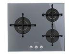 Smeg Elite PV163S2 - Table de cuisson au gaz - 3 plaques de cuisson - Niche - largeur : 56 cm - profondeur : 48.2 cm - argent - avec cadre biseauté - verre argenté