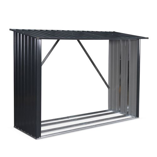 Bûcher en métal de 80 x 215 x 155 cm, gris anthracite - Épicéa - abri bûches en acier galvanisé, 2 stères