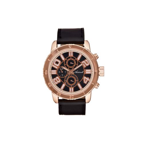 Montre Homme Antoneli Cadran 42mm En Leather Noir Et Bracelet Noir En Acier AG1905-03