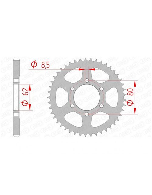 Couronne AFAM 45 dents acier standard pas 428 type 12203