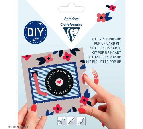 Kit pop-up Saint-Valentin - Carte et enveloppe - 140 x 140 mm